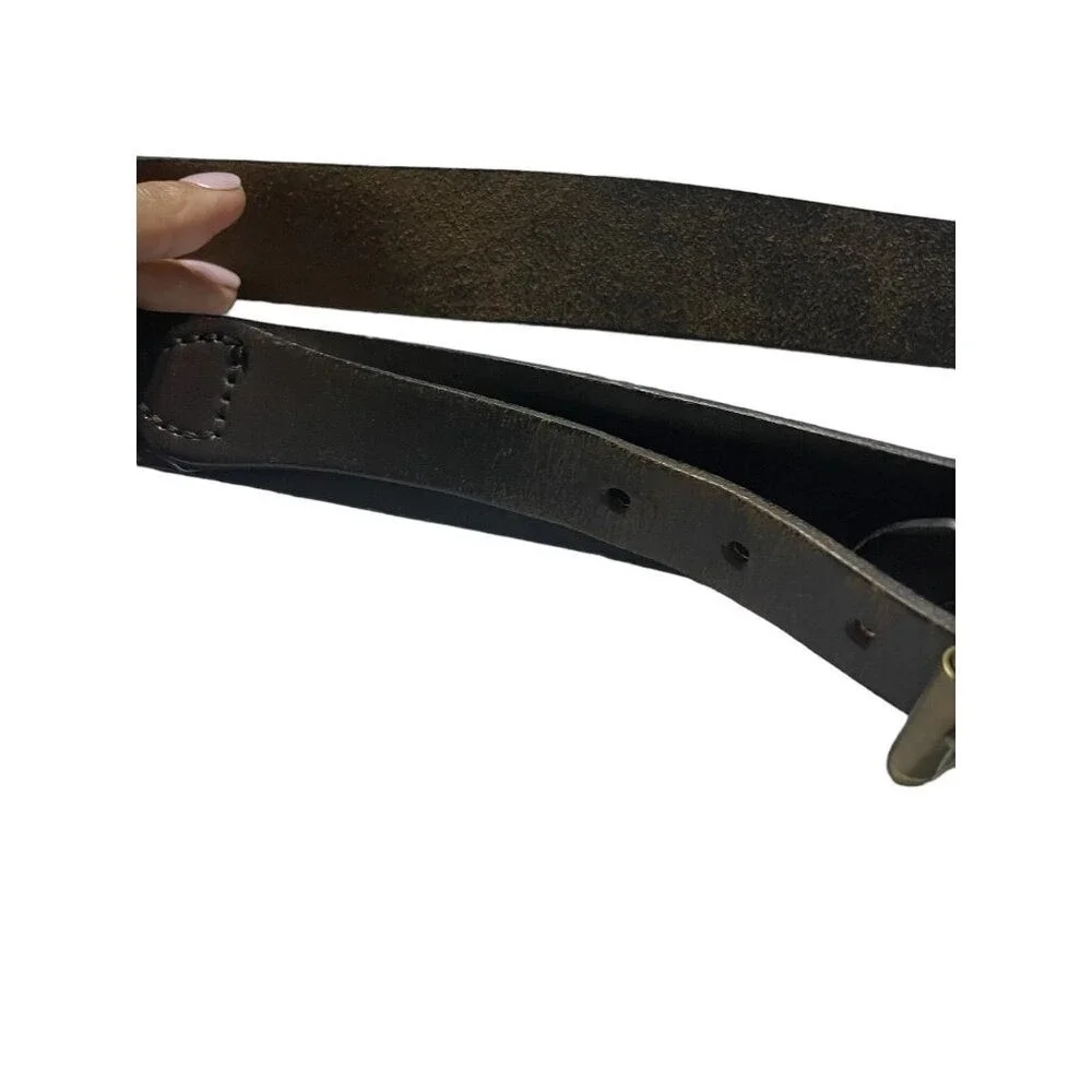 Mens Distressed Brown Synthetic Leather Belt‎ Brass Buckle 30-32 12JK0103 L
